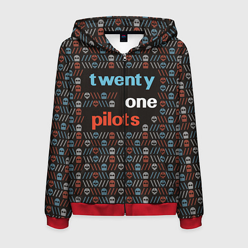 Мужская толстовка на молнии Twenty One Pilots / 3D-Красный – фото 1