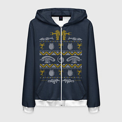 Мужская толстовка на молнии Новогодний свитер Чужой