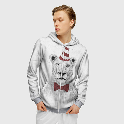 Мужская толстовка на молнии Новогодняя Леви / 3D-Меланж – фото 3