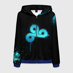 Толстовка 3D на молнии мужская Cloud 9: Black collection, цвет: 3D-синий