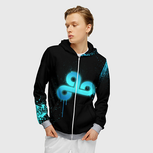 Мужская толстовка на молнии Cloud 9: Black collection / 3D-Меланж – фото 3