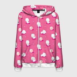 Толстовка 3D на молнии мужская Милые котики, цвет: 3D-белый