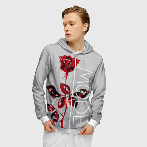 Мужская толстовка на молнии Depeche Mode: Red Rose / 3D-Белый – фото 3
