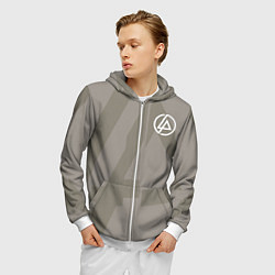 Толстовка 3D на молнии мужская Linkin Park: Grey style, цвет: 3D-белый — фото 2