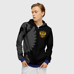 Толстовка 3D на молнии мужская Russia - Black collection, цвет: 3D-синий — фото 2