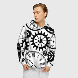 Толстовка 3D на молнии мужская Часы и шестеренки, цвет: 3D-белый — фото 2