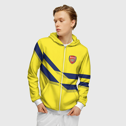 Мужская толстовка на молнии Arsenal FC: Yellow style / 3D-Белый – фото 3