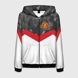 Толстовка 3D на молнии мужская Man United FC: Grey Polygons, цвет: 3D-черный