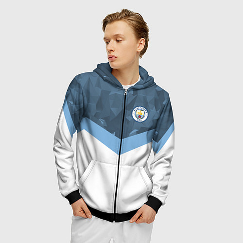 Мужская толстовка на молнии Manchester City FC: Sport / 3D-Черный – фото 3