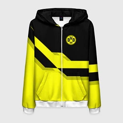 Толстовка 3D на молнии мужская BVB FC: Yellow style, цвет: 3D-белый