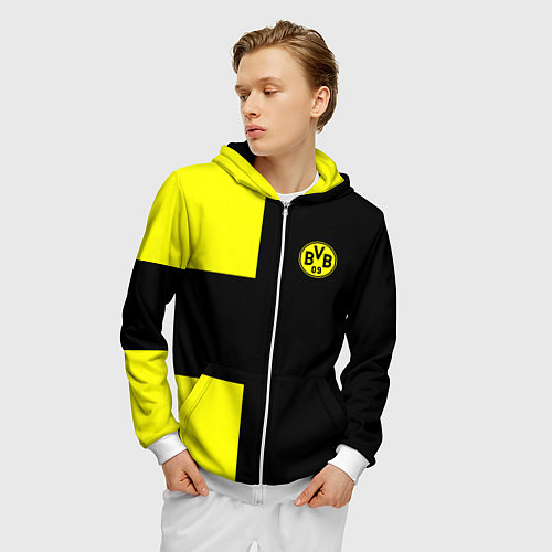 Мужская толстовка на молнии BVB FC: Black style / 3D-Белый – фото 3