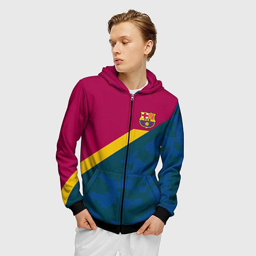 Мужская толстовка на молнии Barcelona FC: Sport Camo 2018 / 3D-Черный – фото 3