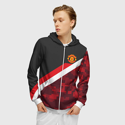 Мужская толстовка на молнии Man UTD FC: Sport Camo / 3D-Белый – фото 3