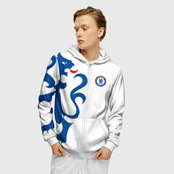 Толстовка 3D на молнии мужская FC Chelsea: White Lion, цвет: 3D-белый — фото 2