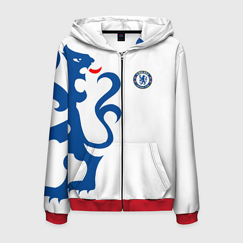 Мужская толстовка на молнии FC Chelsea: White Lion / 3D-Красный – фото 1