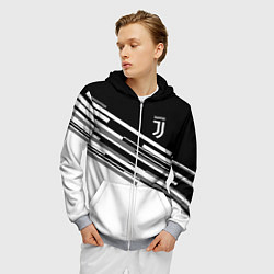 Толстовка 3D на молнии мужская FC Juventus: B&W Line, цвет: 3D-меланж — фото 2
