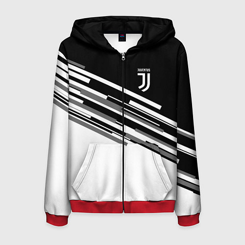 Мужская толстовка на молнии FC Juventus: B&W Line / 3D-Красный – фото 1