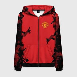 Толстовка 3D на молнии мужская FC Manchester United: Red Original, цвет: 3D-черный