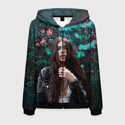 Толстовка 3D на молнии мужская Dua Lipa: Floral, цвет: 3D-черный