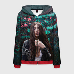 Толстовка 3D на молнии мужская Dua Lipa: Floral, цвет: 3D-красный
