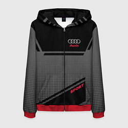 Толстовка 3D на молнии мужская Audi: Crey & Black, цвет: 3D-красный