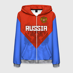 Толстовка 3D на молнии мужская Russia Red & Blue, цвет: 3D-меланж