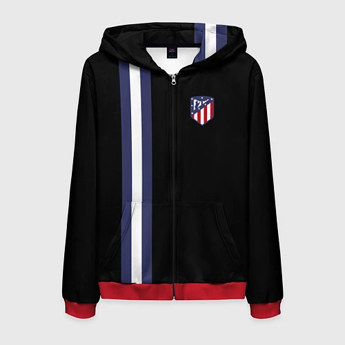 Мужская толстовка на молнии FC Atletico Madrid: Blue Line / 3D-Красный – фото 1