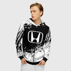 Толстовка 3D на молнии мужская Honda: Black Spray, цвет: 3D-черный — фото 2