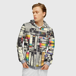 Толстовка 3D на молнии мужская VHS-кассеты, цвет: 3D-меланж — фото 2