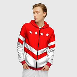 Толстовка 3D на молнии мужская Звезды Спартака, цвет: 3D-красный — фото 2