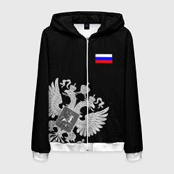 Толстовка 3D на молнии мужская Russia: Black Collection, цвет: 3D-белый