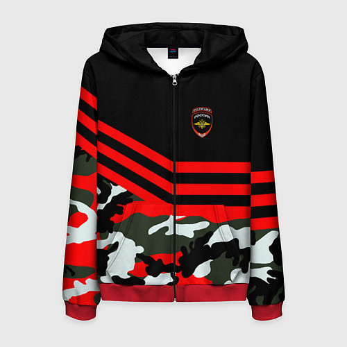 Мужская толстовка на молнии Полиция: Камуфляж / 3D-Красный – фото 1