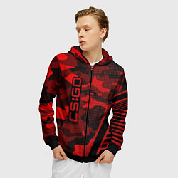 Толстовка 3D на молнии мужская CS:GO Red Camo, цвет: 3D-черный — фото 2