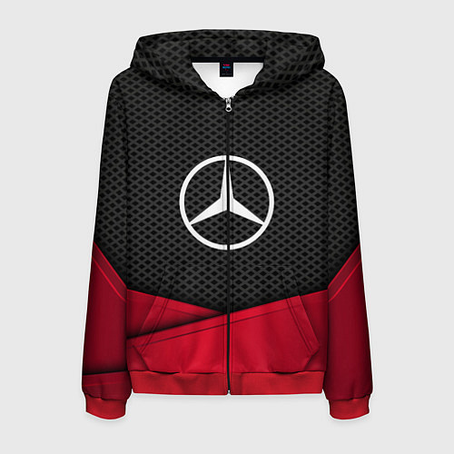Мужская толстовка на молнии Mercedes Benz: Grey Carbon / 3D-Красный – фото 1