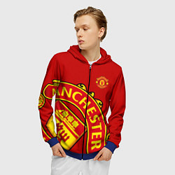 Толстовка 3D на молнии мужская FC Man United: Red Exclusive, цвет: 3D-синий — фото 2