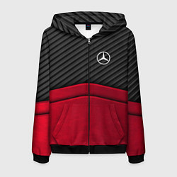 Толстовка 3D на молнии мужская Mercedes Benz: Red Carbon, цвет: 3D-черный