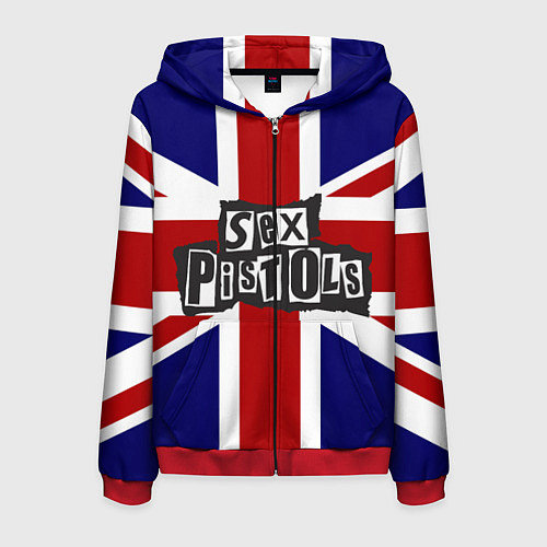 Мужская толстовка на молнии Sex Pistols UK / 3D-Красный – фото 1