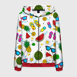 Толстовка 3D на молнии мужская Летний стиль, цвет: 3D-красный