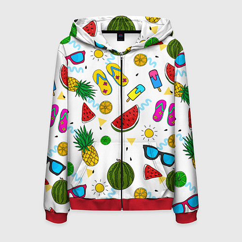 Мужская толстовка на молнии Летний стиль / 3D-Красный – фото 1