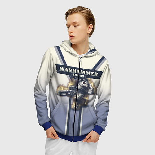 Мужская толстовка на молнии Warhammer 40000: Tau Empire / 3D-Синий – фото 3