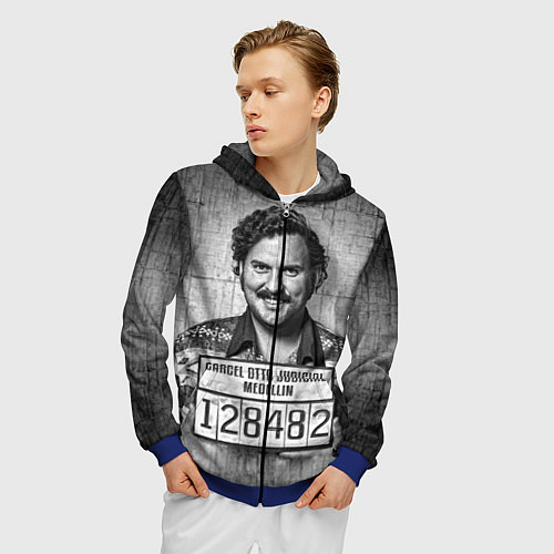 Мужская толстовка на молнии Пабло Эскобар / 3D-Синий – фото 3