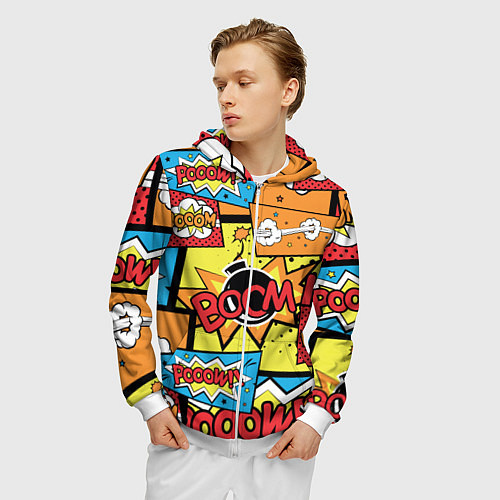 Мужская толстовка на молнии Boom Pop Art / 3D-Белый – фото 3
