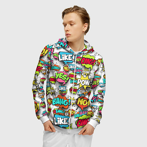 Мужская толстовка на молнии Pop art Fashion / 3D-Белый – фото 3