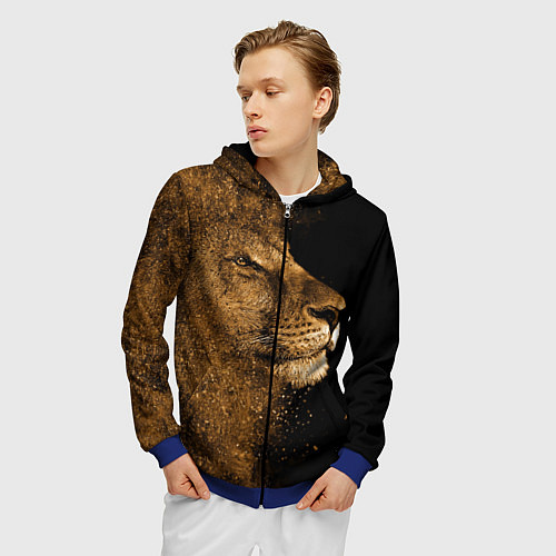 Мужская толстовка на молнии Песчаный лев / 3D-Синий – фото 3