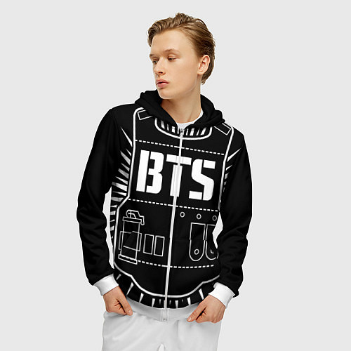 Мужская толстовка на молнии BTS ARMY / 3D-Белый – фото 3