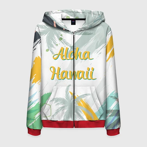 Мужская толстовка на молнии Aloha Hawaii / 3D-Красный – фото 1