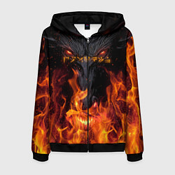 Толстовка 3D на молнии мужская TES: Flame Wolf, цвет: 3D-черный