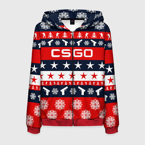 Мужская толстовка на молнии CS:GO New Year / 3D-Красный – фото 1