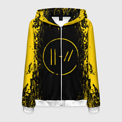 Толстовка 3D на молнии мужская 21 Pilots: Yellow & Black, цвет: 3D-белый