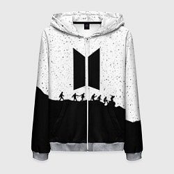 Толстовка 3D на молнии мужская BTS: Black Stars, цвет: 3D-меланж